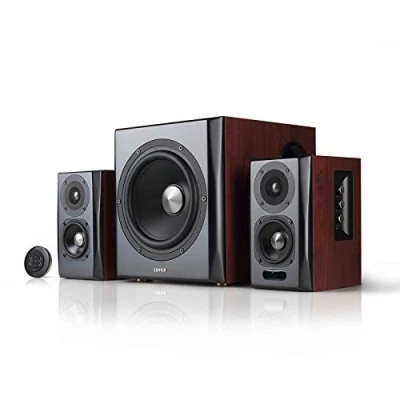 Abbildung von Edifier S350DB Lautsprecher System, Home Entertainment Regallautsprecher und Subwoofer 2.1, mit Bluetooth V4.0 aptX in Holz/schwarz