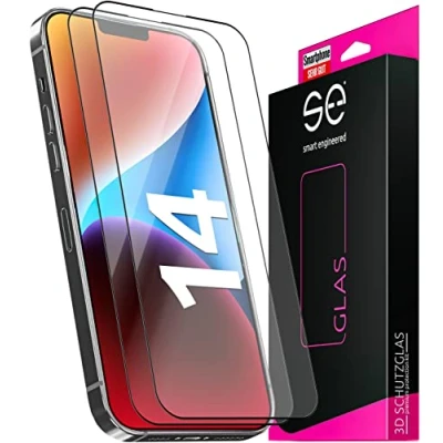 Abbildung von 2 x se® für iPhone 14 Panzerglas aus Deutschland 100% Passgenau mit Installationshilfe, kompatibel Schutzfolie Schutzglas, Anti Kratzer 9H Härte HD Klar Funktion