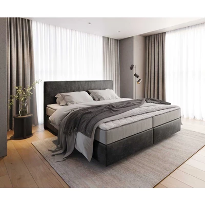 Abbildung von Boxspringbett Dream Well Mikrofaser Anthrazit Vintage 200x200 cm mit Taschenfederkernmatratze und Topper Visco
