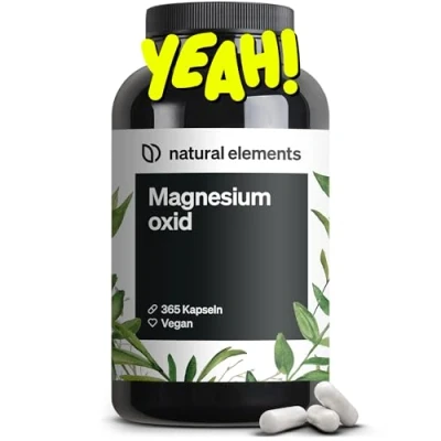 Abbildung von Magnesiumoxid 365 Kapseln 667mg, davon 400mg elementares Magnesium pro Kapsel Laborgeprüft, hochdosiert, vegan St