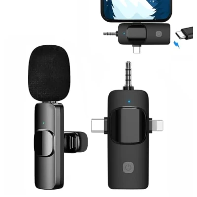 Abbildung von Kabelloses Lavalier Mikrofon, Professionelles Wireless Mikrofon für iPhone/iOS/Androide, Plug and Play Videoaufnahmen, Vlog, YouTube &amp; TikTok, Bluetooth Ansteckmikrofon mit Geräuschunterdrückung