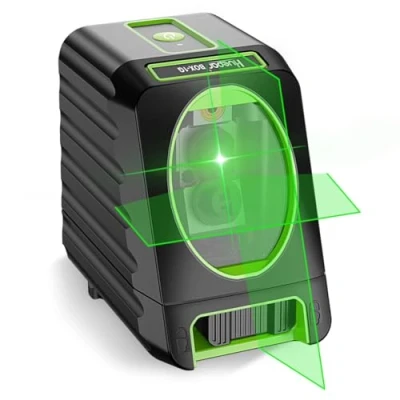 Abbildung von Huepar BOX 1G Kreuzlinienlaser Grün, Linienlaser Selbstnivellierenden mit Pulsfunktion, Umschaltbar Vertikale und Horizontaler Linie H130 / V150 Abstrahlwinkel, 25m Arbeitsbereich