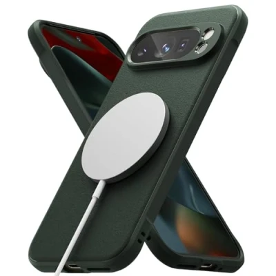 Abbildung von Ringke Onyx Magnetic [Kompatibel mit MagSafe] für Pixel 9 Pro Hülle, Fester Griff rutschfest Anti Fingerabdruck Kratzfest Robust TPU Stoßfest Handyhülle Magnetisches Laden/Zubehör Dark Green