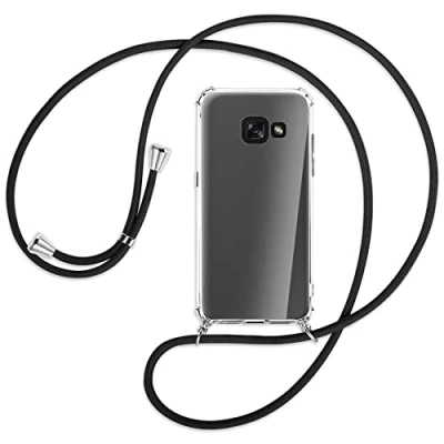 Abbildung von mtb more energy® Handykette kompatibel mit Samsung Galaxy A3 2017 (SM A320, 4.7&#039;&#039;) schwarz Smartphone Hülle zum Umhängen Anti Shock Full TPU Case