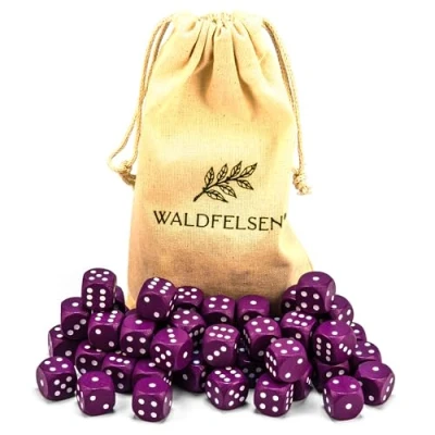 Abbildung von Waldfelsen 6, 12, 20, 30 oder 50 hochqualitative Holzwürfel aus echtem Buchenholz Augenwürfel Spielwürfel Holz in 16 mm Standardwürfel mit Stoffbeutel Würfelset (Lila, Stück)