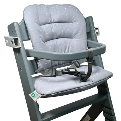 Abbildung von LaLoona Sitzauflage/Hochstuhl Kissen für Safety 1st / Bebeconfort Timba 2 teiliges Sitzkissen/Sitzpolster, OEKO TEX Standard 100 geprüft, hautfreundlich und maschinenwaschbar Grau
