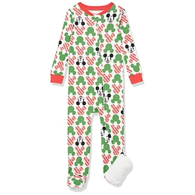 Abbildung von Amazon Essentials Disney Marvel Star Wars Unisex Baby Eng anliegende Baumwoll Schlafanzüge, Mickey Holiday Footed Sleeper, 24 Monate