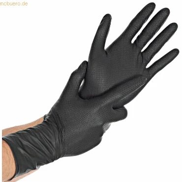 Abbildung von 10 x HygoStar Nitril Handschuh Power Grip Long puderfrei L 30cm schwar