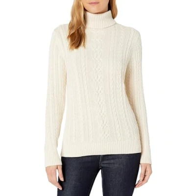 Abbildung von Amazon Essentials Damen Leichter Rollkragenpullover Mit Zopfmuster (Erhältlich In Übergröße), Creme, S