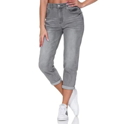Abbildung von Hailys Damen High Waist Ankle Mom Jeans Mi44rell knöchellange Jeanshose KAX 2102057 1A Grey XS