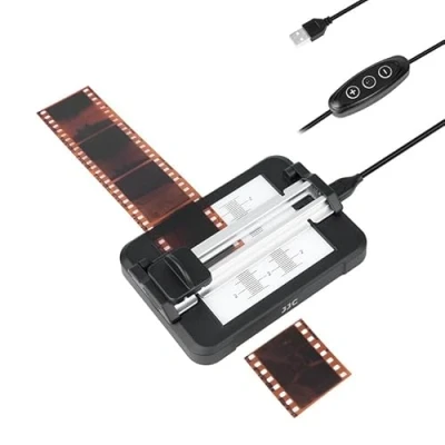 Abbildung von JJC Folienschneider für 35 mm 120 Format Filmstreifen, Filmschneidewerkzeug mit Hintergrundbeleuchteter Platte, Einstellbare Helligkeit in 11 Stufen