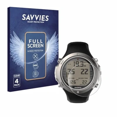 Abbildung von Savvies 4 Stück Full Screen Schutzfolie für Suunto D6I Novo Cover Displayschutz Folie [3D Curved, Transparent, Anti Fingerabdruck]