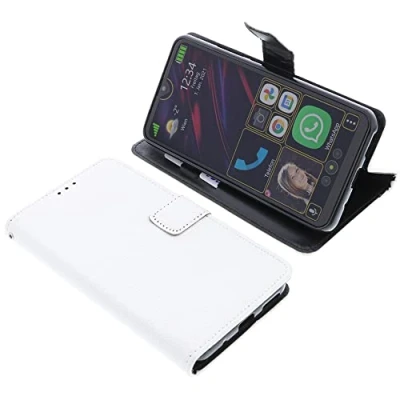 Abbildung von foto kontor Tasche kompatibel mit Beafon M6S Book Style weiß Schutz Hülle Buch