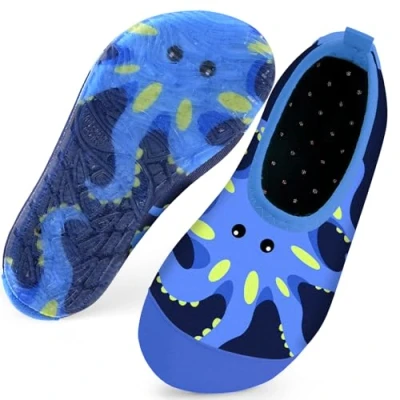 Abbildung von Badeschuhe Strandschuhe Schwimmschuhe Wasserschuhe Junge Baby Aquaschuhe Schnell Trocknend Barfuss Schuh für Kinder Beach Pool（Oktopus Blau 22/23）