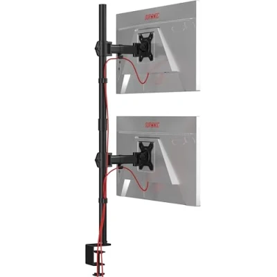Abbildung von Duronic DMT252VX1 Monitorarm Vertikale Monitor Halterung 2 Bildschirme bis 27&quot; Zoll 100 cm Stange LCD LED Display 8 kg Neigbar 90 +85 Drehbar 360 Monitorhalterung Tischklemme