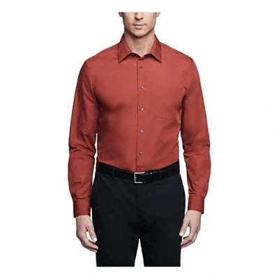 Abbildung von Van Heusen Herren Popeline, Normale Passform, Fester Spitzkragen Klassisches Hemd, Kaki Orange, 41 cm Hals 91 94 Ärmel