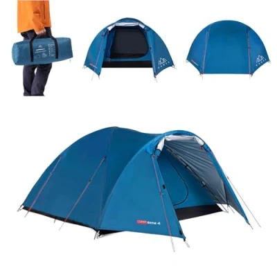 Abbildung von KADVA CAMPdome 4 Kuppelzelt 300 x 210 125 cm für Personen Wasserdichtes Leichtes und Robustes Fiberglasgestell Ideal fürs Camping Wandern (Blau)
