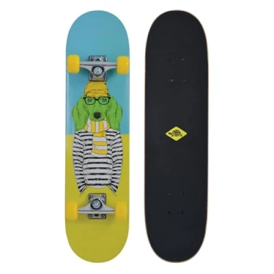 Abbildung von Schildkröt Skateboard Kicker 31&#039;&#039; Green Dog, 79 cm Einsteiger Board 9 fach Holz Gewölbt Rutschfest