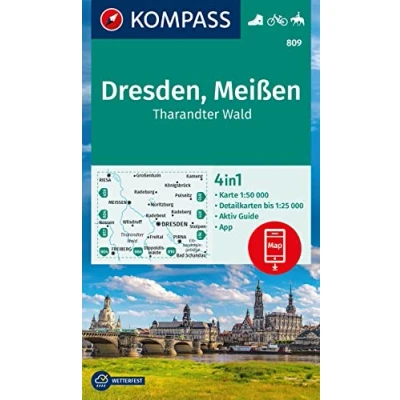 Abbildung von KOMPASS Wanderkarte 809 Dresden, Meißen, Tharandter Wald 1:50.000: 4in1 Wanderkarte, mit Aktiv Guide und Detailkarten inklusive Karte zur offline ... Fahrradfahren. Skitouren. Langlaufen.