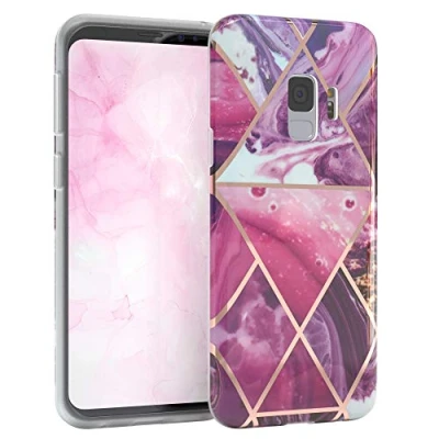 Abbildung von EAZY CASE Handyhülle Silikon mit Kameraschutz kompatibel Samsung Galaxy S9, im Marmor Design, Motiv Hülle, Ultra dünn, Slimcover, Silikonhülle, Backcover, Beere