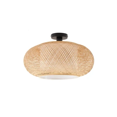 Abbildung von Lindby Deckenleuchte Romaine, Bambus, natur/weiß, Ø 50 cm
