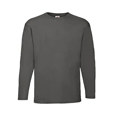 Abbildung von Fruit of the Loom Herren Valueweight Long Sleeve Sporttop, Graphit + 1x HL Kauf Notizblock, 3XL