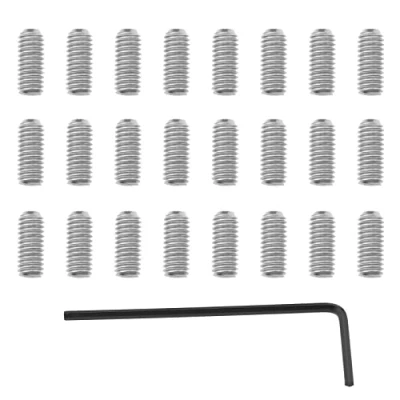 Abbildung von VGOL 50 Stück metrische Metall Gitarrensteg Sattel Höhenverstellschrauben, kompatibel mit Stratocaster/Telecaster 1 x Inbusschlüssel, silberfarben, M3 8 mm
