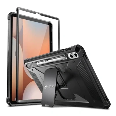Abbildung von FINTIE Stoßfeste Schutzhülle für Samsung Galaxy Tab S10+ Plus/S9 FE+ Plus/Galaxy S9+ Plus 12.4, Tuatara Rugged Unibody Hybrid Vollschutz Stoßfängerabdeckung, integrierter Displayschutz, Schwarz
