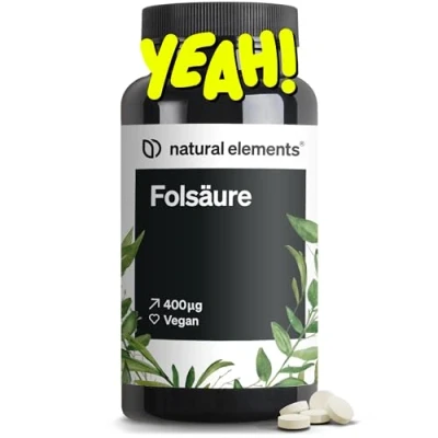 Abbildung von Folsäure 400 Tabletten mcg pro Tagesdosis Kinderwunsch und Schwangerschaft vegan, hochdosiert, ohne unnötige Zusätze in Deutschland produziert &amp; laborgeprüft St