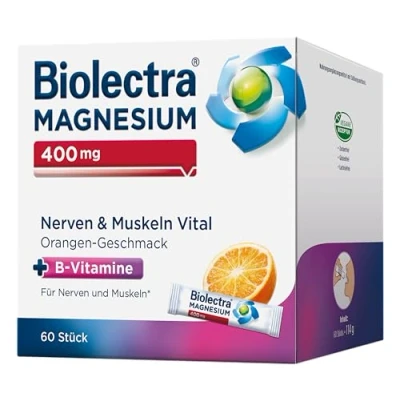 Abbildung von Biolectra 400 mg Nerven &amp; Muskeln Vital Orange, 60 Stück: Für gute und entspannte Muskeln, mit Magnesium B Vitaminen, hochdosiert