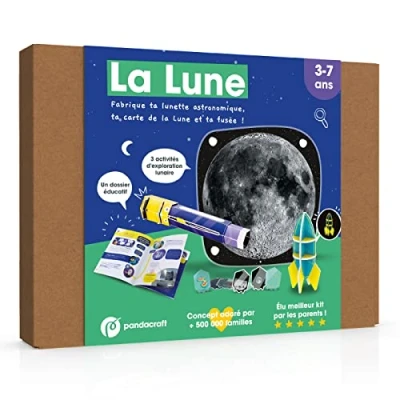 Abbildung von La Lune Kit ludo éducatif 3 7 ans: Fabrique ta lunette astronomique, carte lunaire et fusée