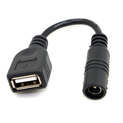 Abbildung von cablecc 5 V USB Buchse auf DC Netzstecker, 5,5, 2,1 mm, Ladeadapterkabel für Handy und Tablet