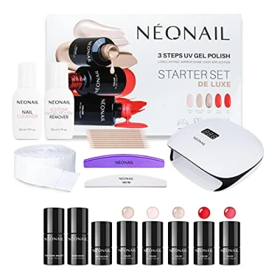 Abbildung von NEONAIL Starter Set DE LUXE LED UV Lampe Nagellack Shellac Maniküre Top Starterset mit Sets Farben Base Manicure Nagelset