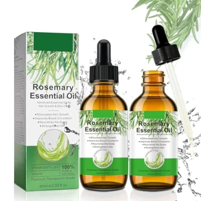 Abbildung von Ätherisches Rosmarinöl für Haarwuchs, Haare, Vermeidung von Haarausfall und Förderung Haarwachstum, das Wachstum Wimpern, pflegt die Kopfhaut Männer Frauen, 2 Pack 120ml