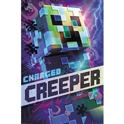 Abbildung von Close Up Minecraft Poster Charged Creeper (61cm x 91,5cm) + Original tesa Powerstrips® (1 Pack/20 STK.)