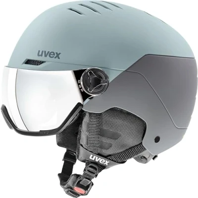 Abbildung von uvex wanted visor robuster Skihelm für Damen und Herren mit Visier optimierte Belüftung glacier rhino matt 54 58 cm