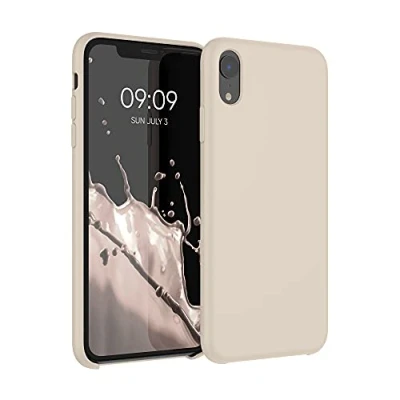 Abbildung von kwmobile Hülle kompatibel mit Apple iPhone XR Silikon Handy Case Handyhülle weiche Oberfläche kabelloses Laden Perlmutt