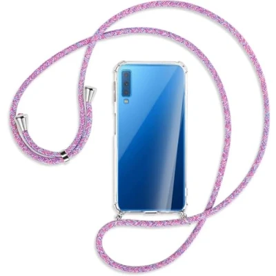 Abbildung von Handykette kompatibel mit Samsung Galaxy A7 2018 Handyhülle Transparent Silikon Schutzhülle Necklace Hülle Band Handy Kette Case Schnur zum Umhängen,Unicorn