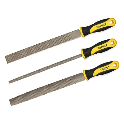 Abbildung von TARIST holzfeilen set 3tlg, 200mm. Profi holzraspel inkl Flach holzfeile, Halbrund Rund holzfeilefür holz und kunststoff