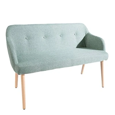 Abbildung von riess ambiente Sitzbank SCANDINAVIA MEISTERSTÜCK 120cm grün / natur (Einzelartikel, 1 St), Esszimmer · Stoff Holz Beine mit Rückenlehne Flur Schlafzimmer