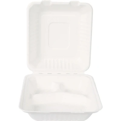 Abbildung von NatureStar Bio Take Away Box Triple, Zuckerrohr, Weiß, 20cm x 22,5cm