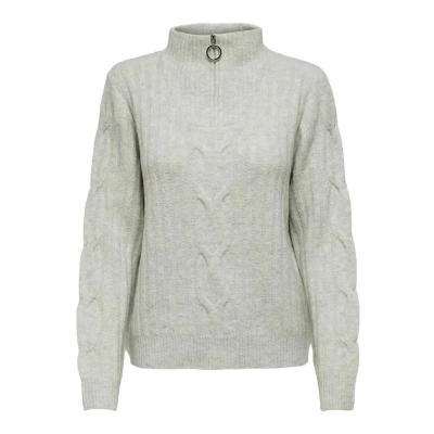 Abbildung von JdY Damen Jdyandrea L/S Zip Cable KNT Strickpullover, Super Light Grey Melange, XL EU