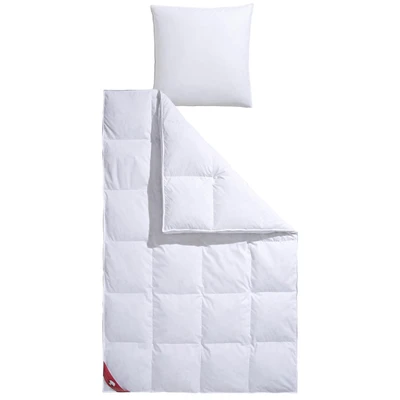 Abbildung von RIBECO Federbettdecke &quot;extra prall, Bettdecken für den Winter, Made in Germany, Decke&quot;, extrawarm, Füllung 100% Federn, Bezug Baumwolle, (1 St.), Bettdecke 135x200cm, 155x220 cm