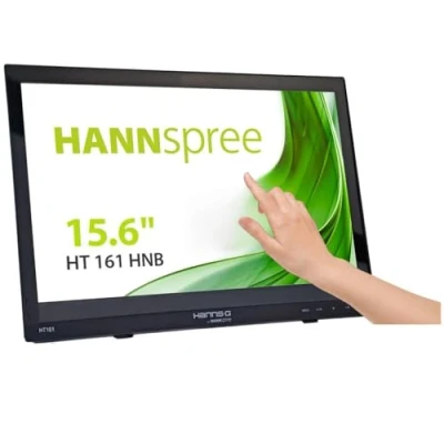 Abbildung von HANNspree HT161HNB 39,6cm (15,6&quot;) Multitouch Monitor WXGA 220cd VGA HDMI Lautsprecher USB VESA Neigbar, Schwarz