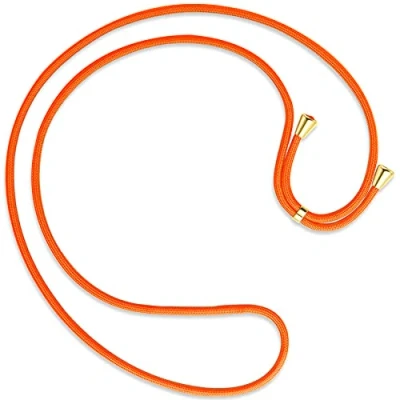 Abbildung von mtb more energy® Ersatz Band für Handykette Neon Orange inklusive Endkappen (Gold) hochwertige Austausch Kordel Seil Kette