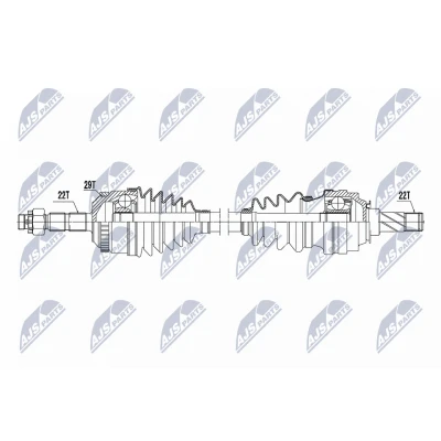 Abbildung von NTY NPW PL 157 Antriebswelle Vorderachse links 570mm Schaltgetriebe OPEL: Corsa B Schrägheck