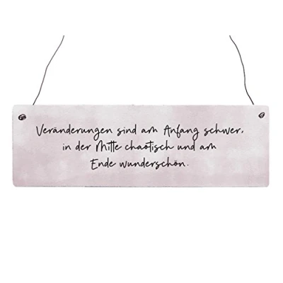 Abbildung von Interluxe Holzschild Shabby VERÄNDERUNGEN SIND AM Anfang SCHWER Motivation Lebensmotto Geschenkidee Schild mit Spruch