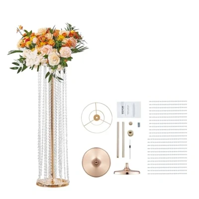 Abbildung von VEVOR 2er Set Blumenhocker 20x20x90cm Blumenständer Eisen Beistelltisch Modern Kristallvase Gold Galvanisierung Pflanzenhocker Pflanzenständer Metallständer für Dekoration von Bars Hotels Cafés