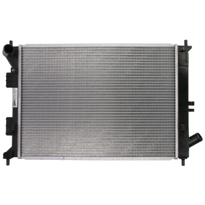 Abbildung von VALEO 733243 Kühler, Motorkühlung Aluminium 552 398 16 ohne Kühlmittelregler, Kappe Kühlrippen gelötet HYUNDAI: i30 II Schrägheck, Kombi