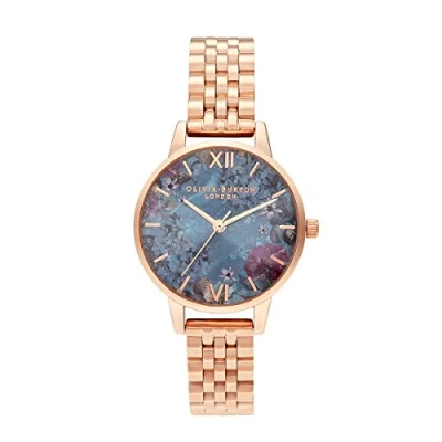 Abbildung von Olivia Burton Analog Quarzuhr für Damen mit Roségoldfarbenes Edelstahlarmband OB16US25